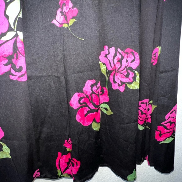 Free People Black and Pink Floral Midi Dress - Picture 10 of 13